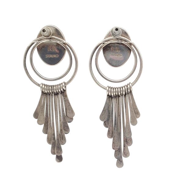 Navajo Sterling Silver Purple Earrings 925 Drop Richard Begay RB Dangle Western - Picture 4 of 7